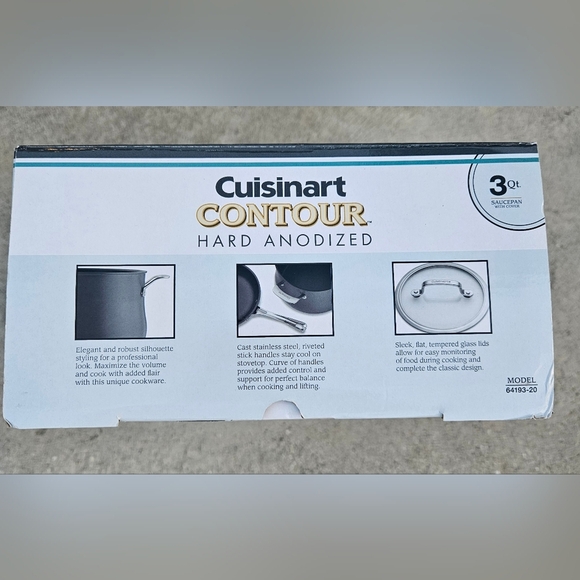 Cuisinart Chef's Classic Non-Stick Hard Anodized 3 Quart Saucepan w/ Cover Lid - Picture 3 of 5